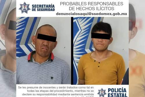 Detienen a dos Maximino "N" en Almoloya del Río, presuntos narcomenudistas